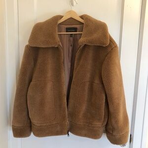 Banana Republic Women’s Bomber Sherpa jacket brown tan aviator